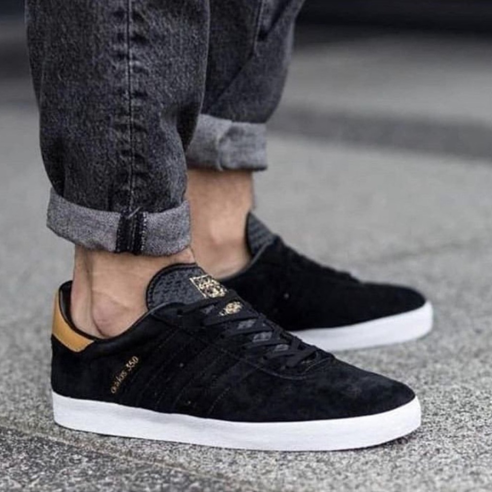 Adidas Men's Black and Gold Sneakers